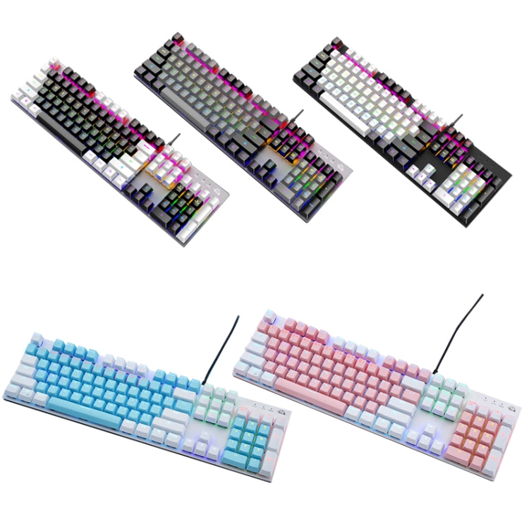 ZIYOU LANG K1 104 Keys Office Punk Glowing Color Matching Wired Keyboard, Cable Length: 1.5m(Pink White Red Axis) - Wired Keyboard by ZIYOU LANG | Online Shopping UK | buy2fix