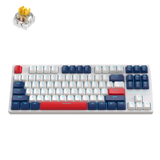 ZIYOU LANG K87 87-key RGB Bluetooth / Wireless / Wired Three Mode Game Keyboard, Cable Length: 1.5m, Style: Banana Shaft (Yacht Blue) - Wireless Keyboard by ZIYOU LANG | Online Shopping UK | buy2fix