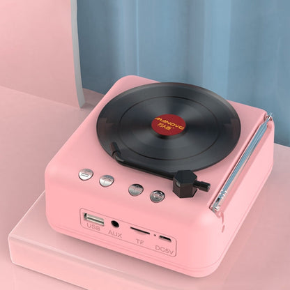 Manovo H3 Macaron Vinyl Record Player Bluetooth Speaker Retro Radio Stereo(Pink) - Mini Speaker by Manovo | Online Shopping UK | buy2fix