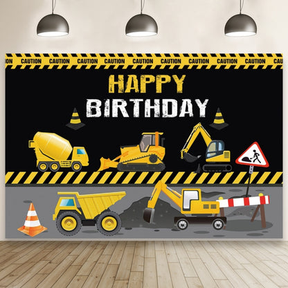 1.5m x 1m  Construction Vehicle Series Happy Birthday Photography Background Cloth(Mdn09841) - Camera Accessories by buy2fix | Online Shopping UK | buy2fix