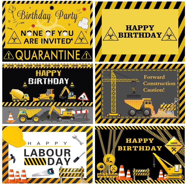 1.5m x 1m  Construction Vehicle Series Happy Birthday Photography Background Cloth(Mdn08682) - Camera Accessories by buy2fix | Online Shopping UK | buy2fix