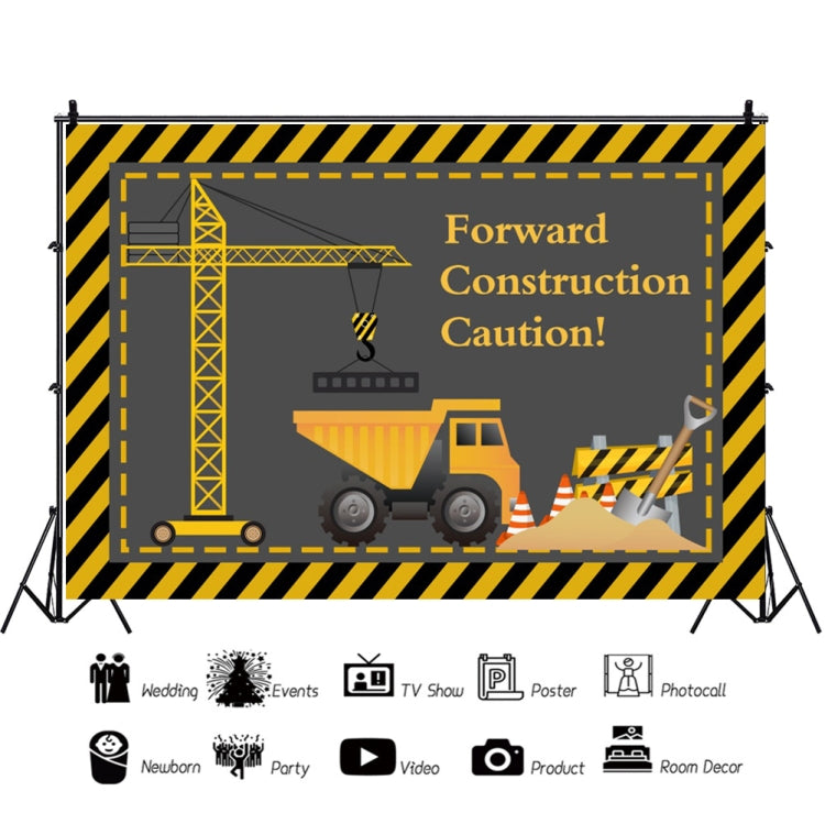 1.5m x 1m  Construction Vehicle Series Happy Birthday Photography Background Cloth(Mdv00968) - Camera Accessories by buy2fix | Online Shopping UK | buy2fix