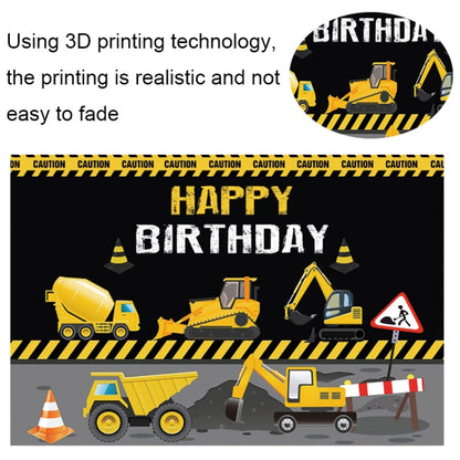 1.5m x 1m  Construction Vehicle Series Happy Birthday Photography Background Cloth(Mdn09841) - Camera Accessories by buy2fix | Online Shopping UK | buy2fix