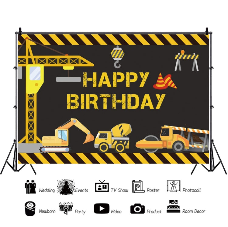 1.2m x 0.8m Construction Vehicle Series Happy Birthday Photography Background Cloth(11408682) - Camera Accessories by buy2fix | Online Shopping UK | buy2fix