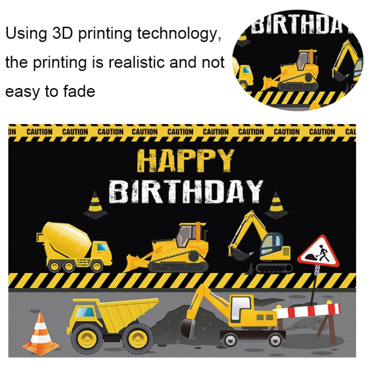 1.2m x 0.8m Construction Vehicle Series Happy Birthday Photography Background Cloth(11306286) - Camera Accessories by buy2fix | Online Shopping UK | buy2fix