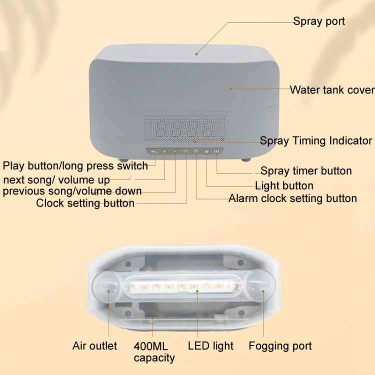 400ml Simulation Flame Humidifier Home Essential Oil Aromatherapy Machine, Color: Gray B Clock(US Plug) - Home & Garden by buy2fix | Online Shopping UK | buy2fix