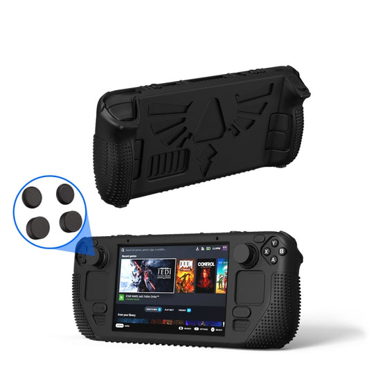 For Steam Deck V V4-1 Pocket Consoles Silicone Non-slip Protective Case with Holder Function(Black) - Accessories by buy2fix | Online Shopping UK | buy2fix