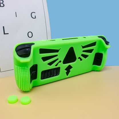 For Steam Deck V V4-1 Pocket Consoles Silicone Non-slip Protective Case with Holder Function(Green) - Accessories by buy2fix | Online Shopping UK | buy2fix