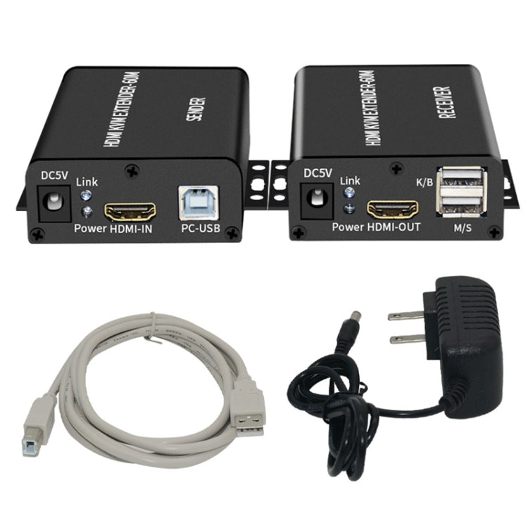 BW-HKE60A HDMI 60m KVM With USB Extender Support POE Single-End Power Supply With US Plug(Black) - Amplifier by buy2fix | Online Shopping UK | buy2fix