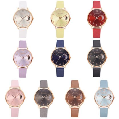 Ladies Moon Pattern Dial PU Strap Quartz Watch, Color: Blue - Leather Strap Watches by buy2fix | Online Shopping UK | buy2fix