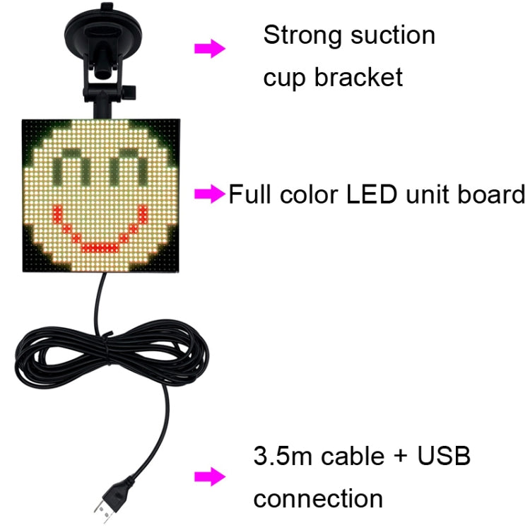 P4-32x32 RGB Full Color Emoji Picture LED Car Display Wireless Transmission Wifi Custom - In Car by buy2fix | Online Shopping UK | buy2fix