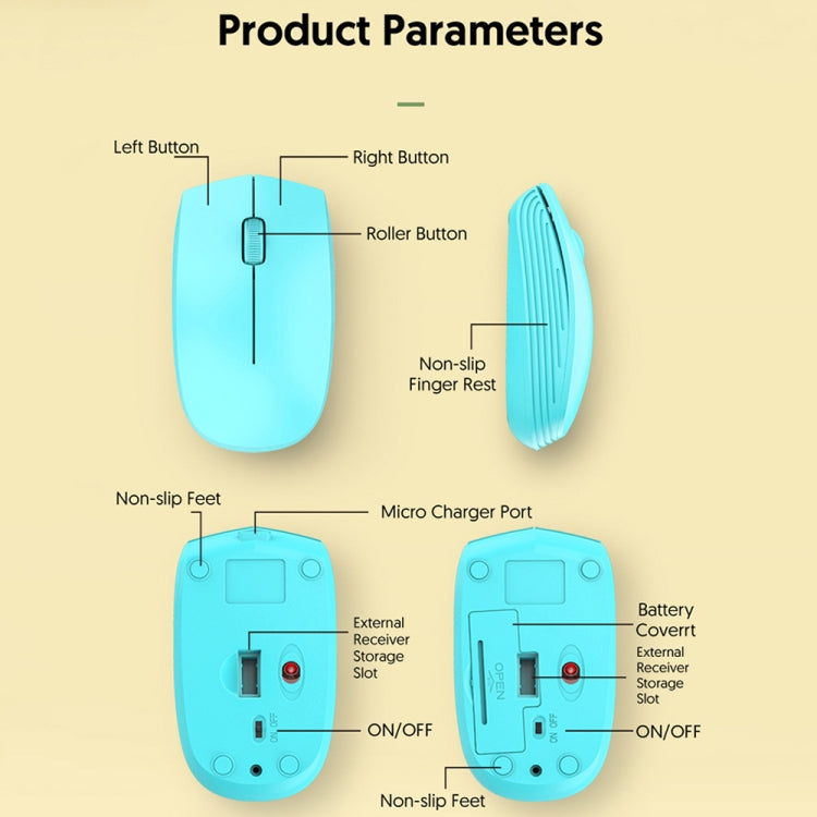 811 3 Keys Laptop Mini Wireless Mouse Portable Optical Mouse, Spec: Charging Version (Beige) - Wireless Mice by buy2fix | Online Shopping UK | buy2fix