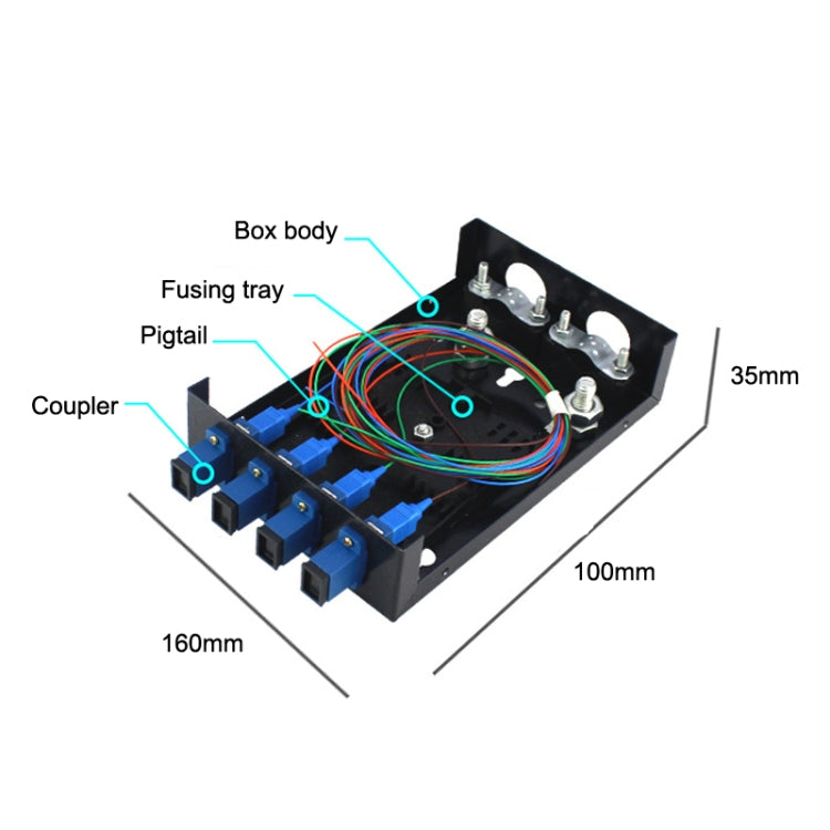 4 Ports Desktop Optical Fiber Terminal Box Founded Wall With SC Tailed Fiber Flange - Fiber Receiver by buy2fix | Online Shopping UK | buy2fix