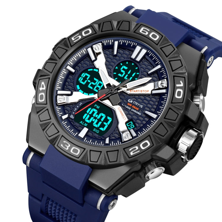 STRYVE S8026 Sports Colorful Night Light Electronic Waterproof Watch Multifunctional Student Watch(Deep Blue) - Leather Strap Watches by STRYVE | Online Shopping UK | buy2fix