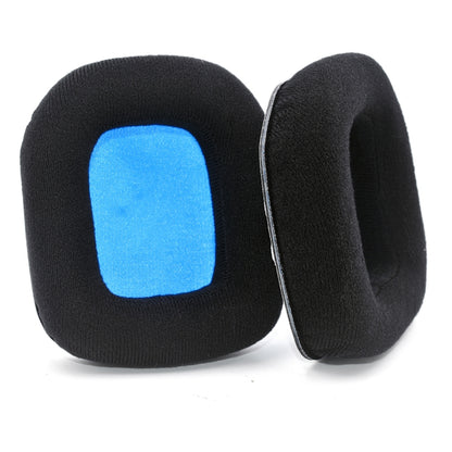 For Logitech Astro A20 2pcs Fleece Memory Foam Headphone Covers Earmuffs(Black Blue Net) - Apple Accessories by buy2fix | Online Shopping UK | buy2fix