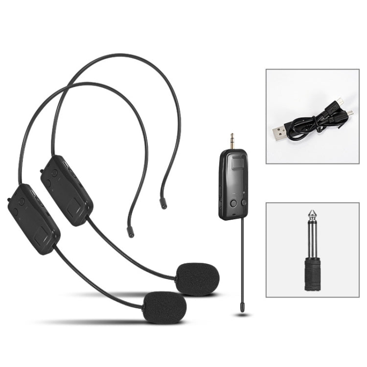 One For Two UHF Wireless Headset Microphone Lavalier Headset Amplifier - Consumer Electronics by buy2fix | Online Shopping UK | buy2fix