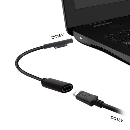 Type-C / USB-C Mother Rotary Seeder Tablet Power Charging Cable For Microsoft Surface Pro 5 / 6, Size: 30cm(Black) -  by buy2fix | Online Shopping UK | buy2fix