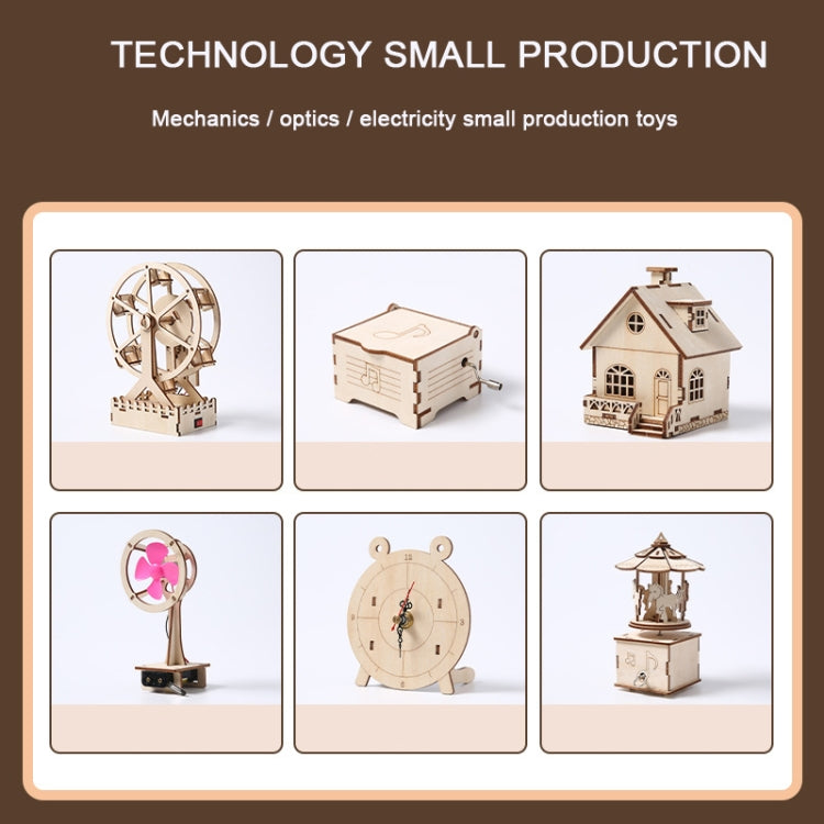 Wooden Mechanical Puzzle Toys Science Electric Assembling Toys ,Style: Small Electric Fan - Puzzle Toys by buy2fix | Online Shopping UK | buy2fix