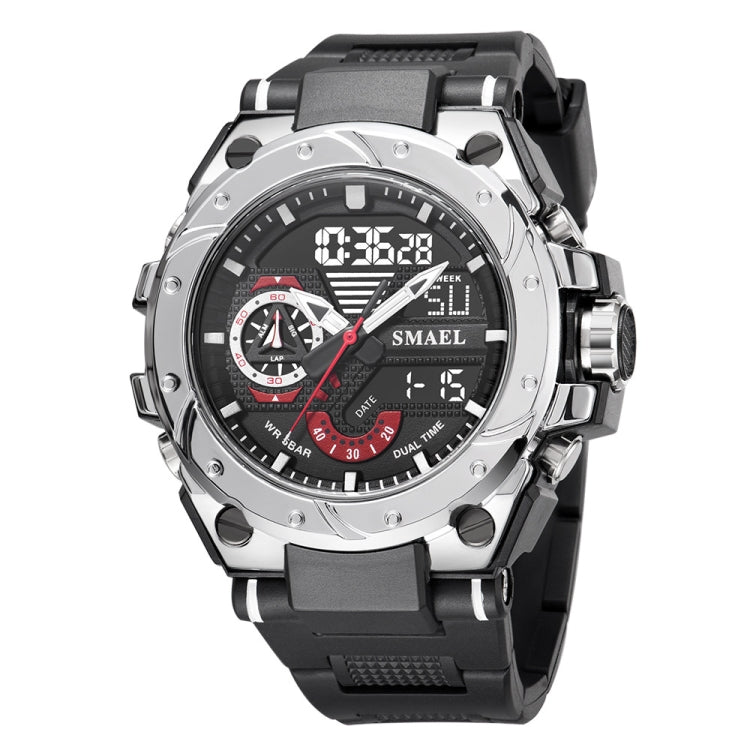 SMAEL 8060 Waterproof Sports Alloy Men Watch Luminous Display HD Mirror Watch(Silver) - LED Digital Watches by SMAEL | Online Shopping UK | buy2fix