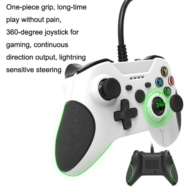 For XBOX One / PC HS-XO304 Wired Handle Dual Vibration With Headphone Jack, Cable Length: 1.8m(White) - Gamepad by buy2fix | Online Shopping UK | buy2fix