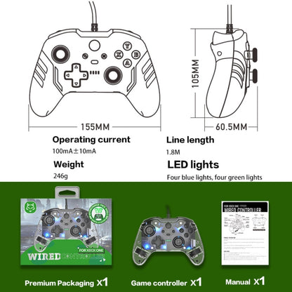 For Microsoft XBOX One / PC XO300 RGB Luminous Wired Gamepad(Translucent Green) - Gamepad by buy2fix | Online Shopping UK | buy2fix