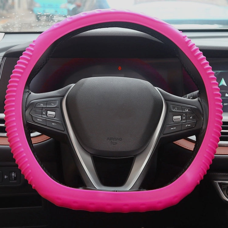 Silicone Non-slip Wear-resistant Concave Point Car Steering Wheel Cover, Size: 34-38cm(Rose Red) - In Car by buy2fix | Online Shopping UK | buy2fix