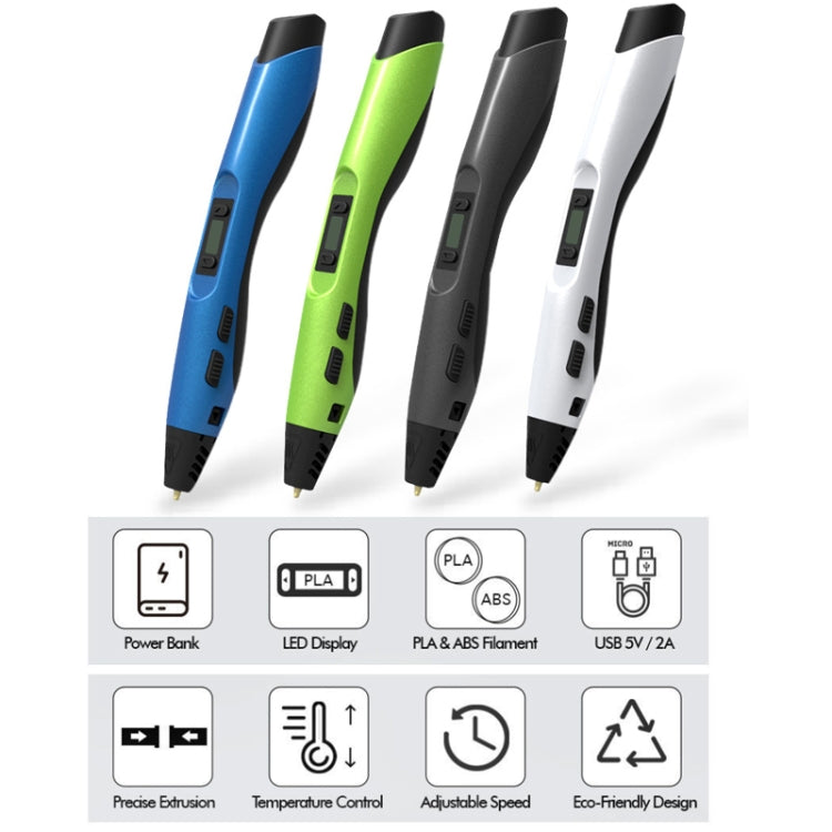 SL-300A  3D Printing Pen 8 Speed Control High and Low Temperature Version Support PLA/ABS/PCL Filament(Green) - Consumer Electronics by buy2fix | Online Shopping UK | buy2fix