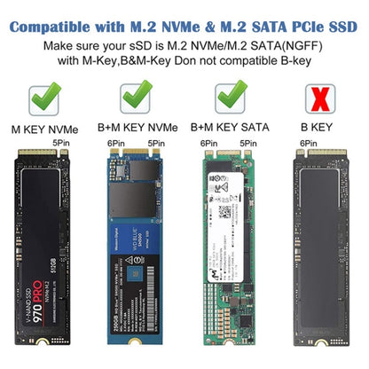 M.2 NVME SATA SSD Enclosure Adapter With 4 In 1 Hub USB 3.2 Gen 2 10Gbps HDD Adapter Support SD/TF Cardread(Black) -  by buy2fix | Online Shopping UK | buy2fix