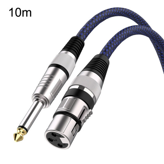 10m Blue and Black Net TRS 6.35mm Male To Caron Female Microphone XLR Balance Cable -  by buy2fix | Online Shopping UK | buy2fix