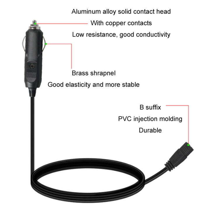 12V/24V Car Refrigerator Cable B Suffix Cigarette Lighter Plug Power Cord, Length: 5m Without Switch -  by buy2fix | Online Shopping UK | buy2fix