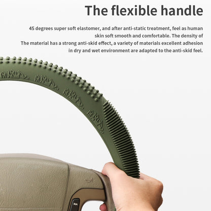 Non-slip Wear-resistant Fire Pattern Silicone Car Steering Wheel Cover, Size: 36-42cm(Beige) -  by buy2fix | Online Shopping UK | buy2fix