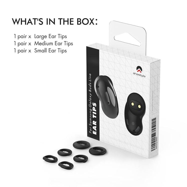 For Samsung Galaxy Buds Live AhaStyle PT132 S+M+L Silicone Earbud(Black) - Anti-dust & Ear Caps by AhaStyle | Online Shopping UK | buy2fix