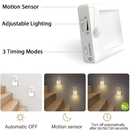 NL2101 Motion Sensor LED Night Light AC Plug Dimming Sleep Lights,Spec: Warm White US Plug - Sensor LED Lights by buy2fix | Online Shopping UK | buy2fix