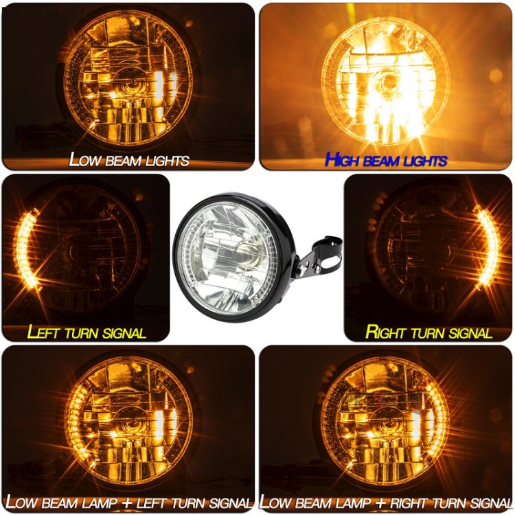 Motorcycle 7 Inch LED Headlamp Angel Ring Steering Function With Bracket(Shock Absorber Diameter 28-36mm) - Headlights by buy2fix | Online Shopping UK | buy2fix