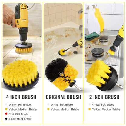 31pcs/set Electric Drill Brush Kitchen Bathroom Wall Cleaning Set(Yellow) - Sponges, Cloths & Brushes by buy2fix | Online Shopping UK | buy2fix
