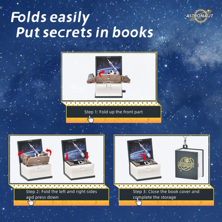 Stereo Folding Book Keychain Kids Educational Toys(Space Astronaut Gray) - Key Rings by buy2fix | Online Shopping UK | buy2fix