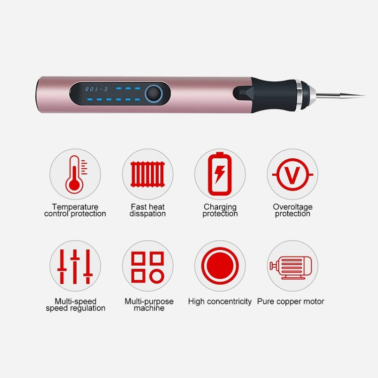 E108 38pcs/set Portable 2.35MM Chuck Mini Electric Drill Pen(Rose Gold) - Abrasive Tools & Accessories by buy2fix | Online Shopping UK | buy2fix