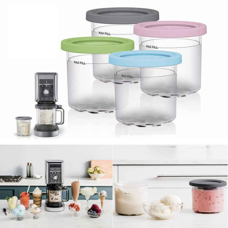 For Ninja NC299AMZ NC300 Ice Cream Storage Containers with Lids, Speci: 2 Cups+Spoon - Kitchen Machine Accessories by buy2fix | Online Shopping UK | buy2fix