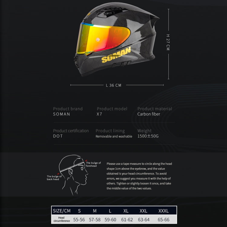 SOMAN Motorcycle Carbon Fiber Double Lens Thermal Safety Helmet, Size: S(Cheetah Print REVO) - Helmets by SOMAN | Online Shopping UK | buy2fix