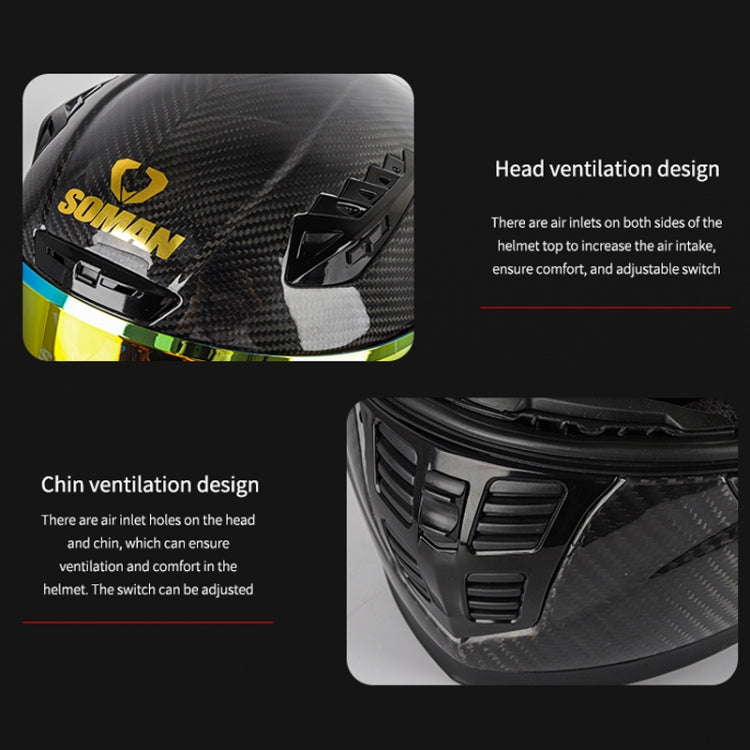 SOMAN Motorcycle Carbon Fiber Double Lens Thermal Safety Helmet, Size: L(Cheetah Print REVO) - Helmets by SOMAN | Online Shopping UK | buy2fix