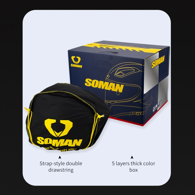 SOMAN Four Seasons Full Cover Motorcycle Helmet, Size: L(Snake Carbon Fiber Gold) - Helmets by SOMAN | Online Shopping UK | buy2fix
