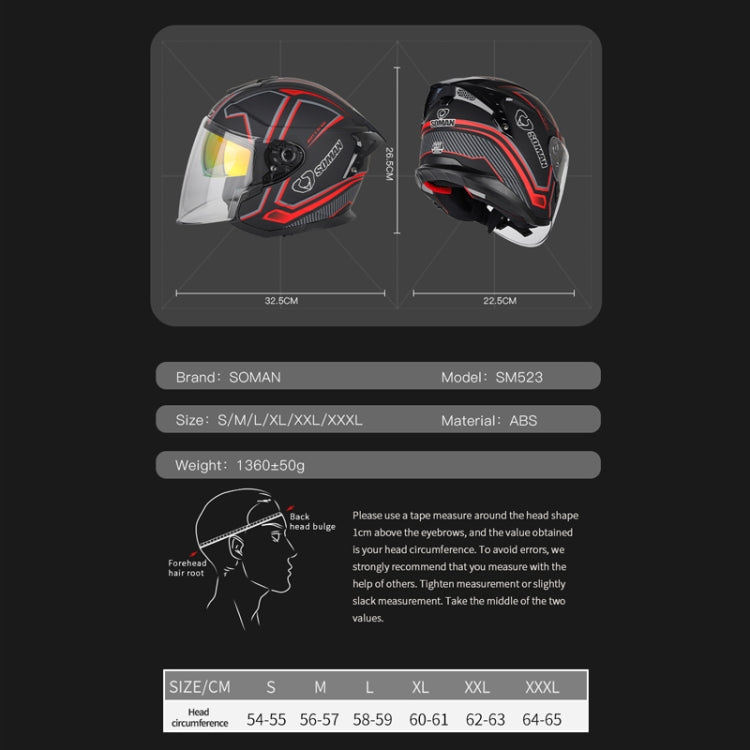 SOMAN Motorcycle Electric Bicycle Dual Lens Riding Helmet, Size: S(Matte Black) - Helmets by SOMAN | Online Shopping UK | buy2fix