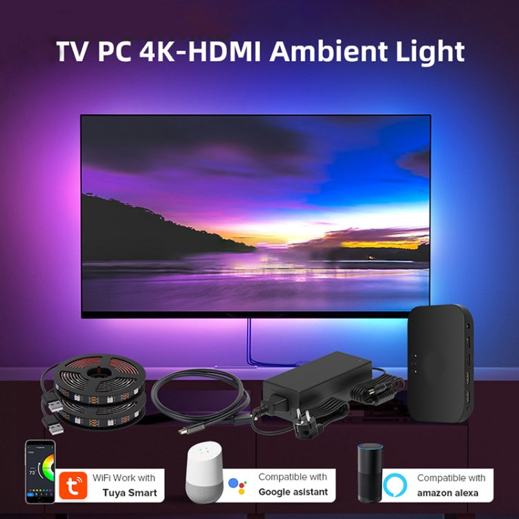 HDMI 2.0-PRO Smart Ambient TV Led Backlight Led Strip Lights Kit Work With TUYA APP Alexa Voice Google Assistant 2 x 3m(US Plug) - Casing Waterproof Light by buy2fix | Online Shopping UK | buy2fix
