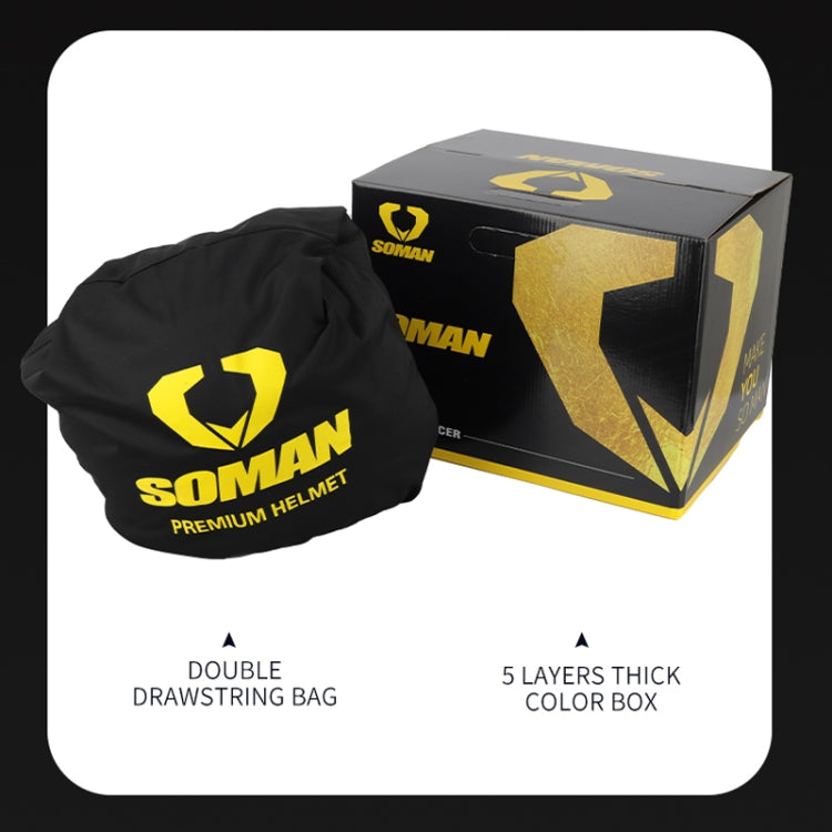 SOMAN Motorcycle Dual Lens Riding Peel-Off Full Coverage Helmet, Size: M(Black Yellow Track) - Helmets by SOMAN | Online Shopping UK | buy2fix