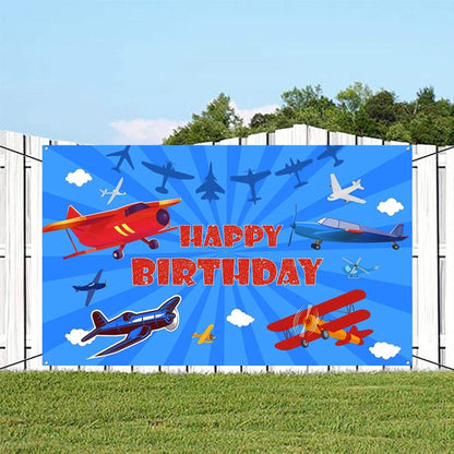 180x120cm Airplane Theme Birthday Background Cloth Children Birthday Party Decoration Photography Background -  by buy2fix | Online Shopping UK | buy2fix