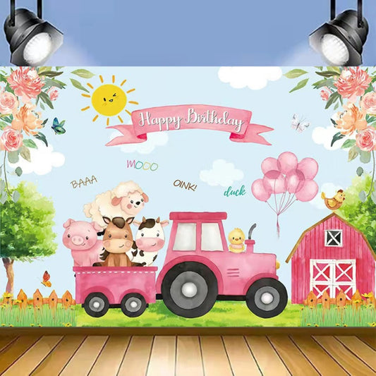 150 x 100cm Farm Animal Truck Backdrop Boy Happy Birthday Background Party Decorations -  by buy2fix | Online Shopping UK | buy2fix