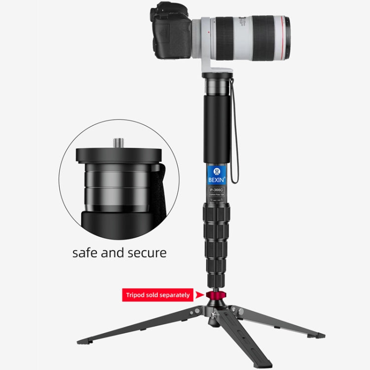 BEXIN P406CF-S Carbon Fiber Monopod Travel Shooting Mobile Phone Live Selfie Bracket Retractable Portable Monopod - Monopods by BEXIN | Online Shopping UK | buy2fix
