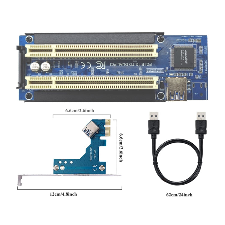 PCI-E 1X To Dual PCI Riser Card Extend Adapter Add Expansion Card For PC Computer - Add-on Cards by buy2fix | Online Shopping UK | buy2fix