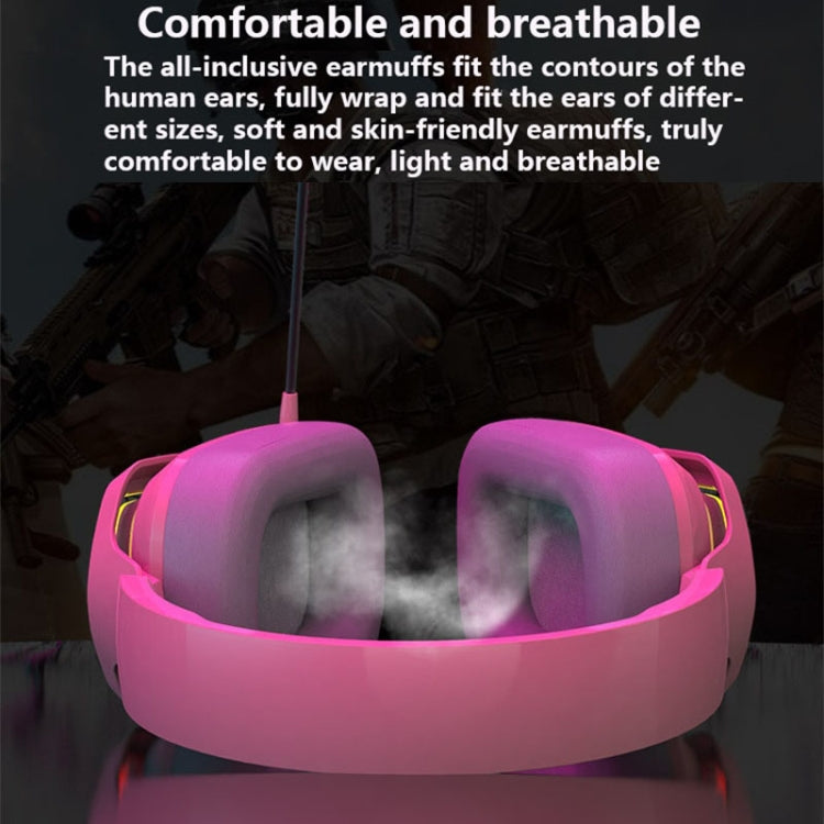 Ajazz AX368 Computer Game Audio Recognition RGB Headset 3.5mm Version (Pink) - Multimedia Headset by Ajazz | Online Shopping UK | buy2fix