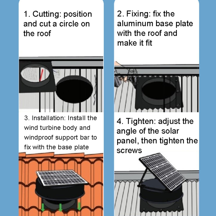 SRVF-320 Solar Roof Exhaust Fan Aluminum Alloy Exhaust Switching Fan Negative Pressure Fan - Others by buy2fix | Online Shopping UK | buy2fix